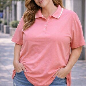 Basic Editions Women’s Pink Short Sleeve Top | Size 3XL Casual Comfort